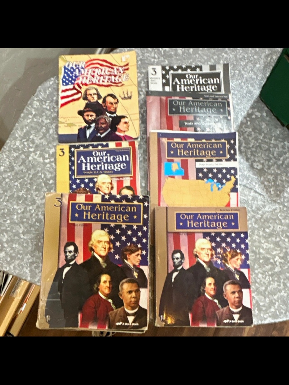 Our American Heritage Social Studies Textbooks - Red, Blue, Beige Covers